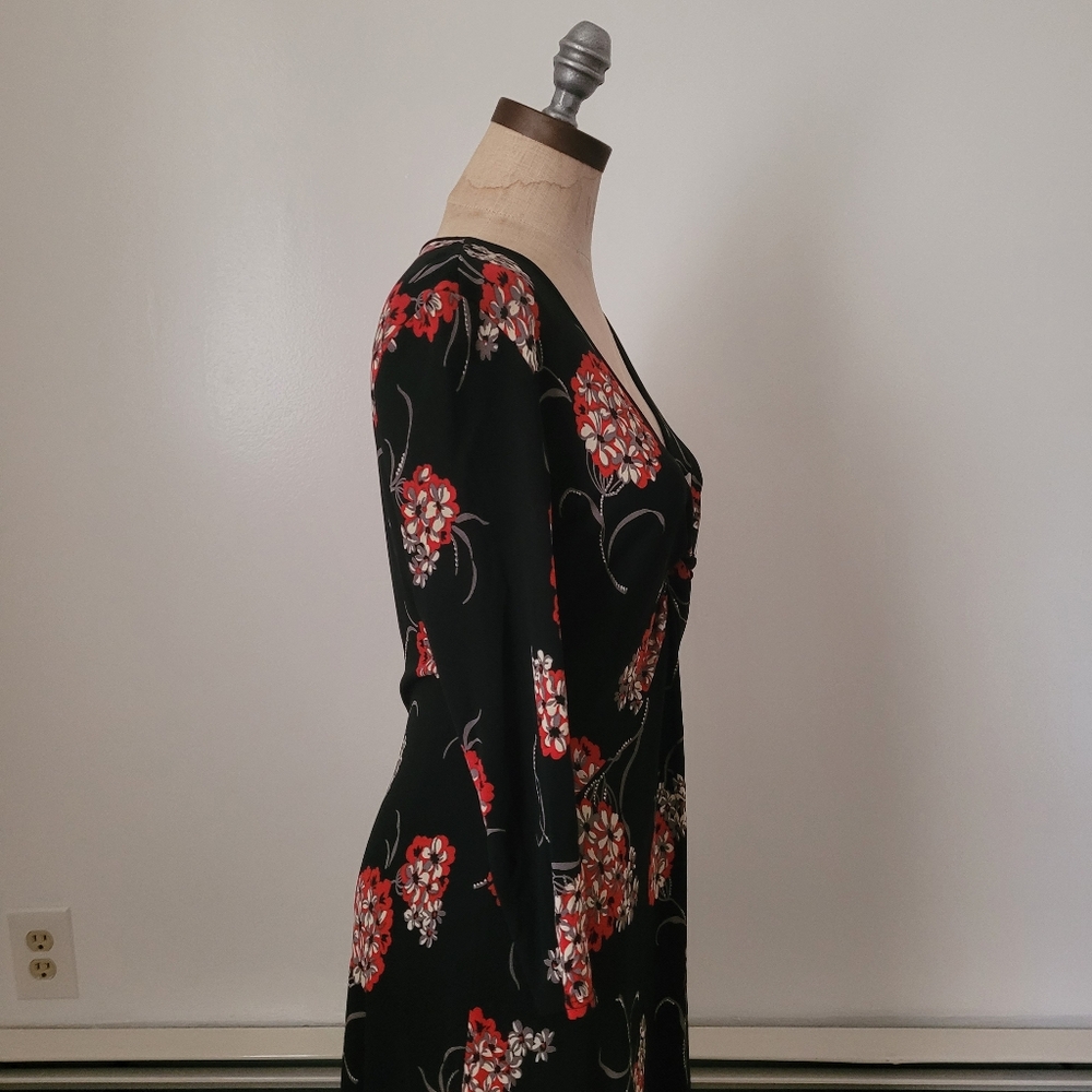 Vintage Laundry by Shelli Segal Black & Red Floral Dress Whimsigoth 6 - Picture 9 of 15